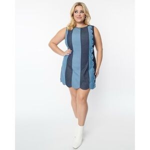 Medium Retro Shift Dress Denim Unique Vintage A Line Mod Pockets